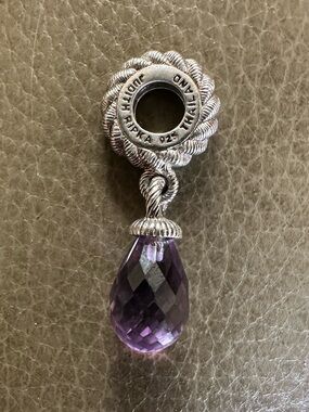 Judith Ripka Sterling Silver Drop Pendant Purple Faceted Teardrop 925 Thailand